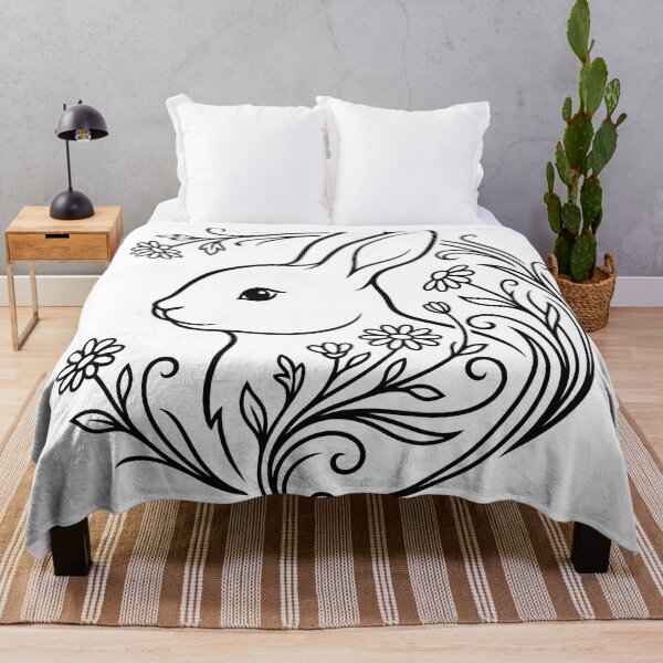 Item preview, Cute Bunny Floral Wreath Line Art Illustration designed and sold by ZUMERI.