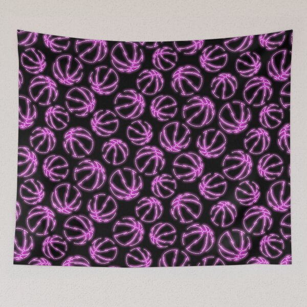 Item preview, Purple neon glow line art sketch basketballs designed and sold by katzdzynes.