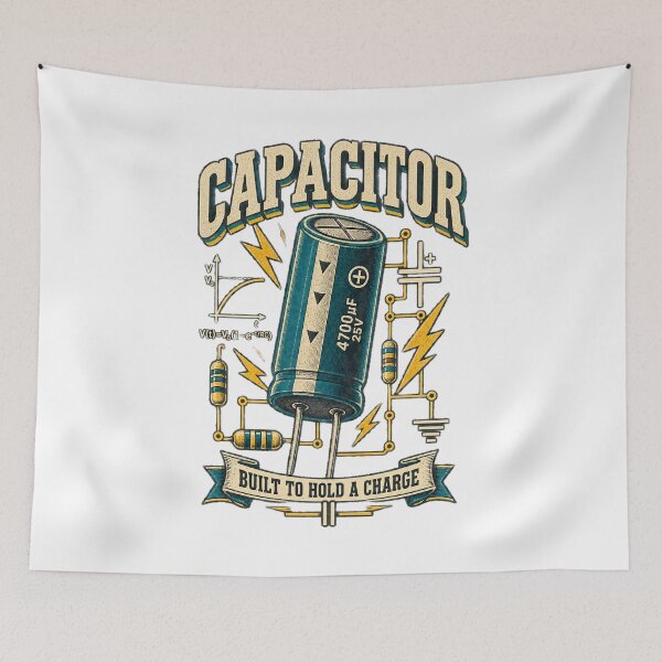 Item preview, Retro Capacitor Electronics Engineering Design | Circuit Diagram Art designed and sold by AMICO77.