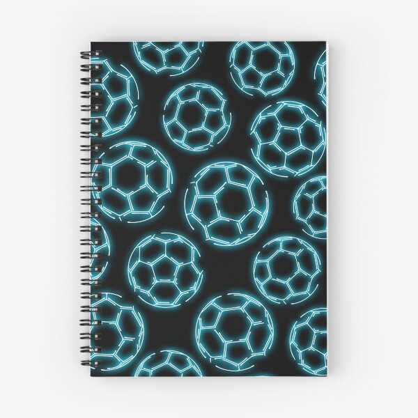 Item preview, Blue neon glow line art sketch soccerballs designed and sold by katzdzynes.