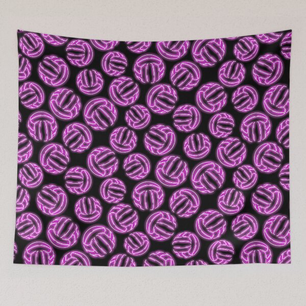 Item preview, Purple neon glow sketched line art volleyballs designed and sold by katzdzynes.