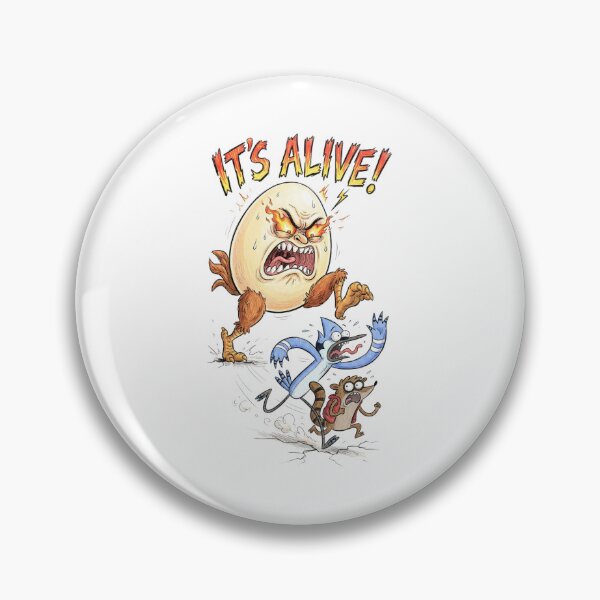Item preview, Giant Angry Egg Chasing Mordecai And Rigby Its Alive Regular Show Fan Art designed and sold by FreakToons.