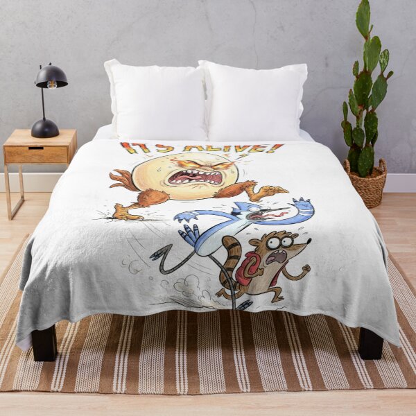 Item preview, Giant Angry Egg Chasing Mordecai And Rigby Its Alive Regular Show Fan Art designed and sold by FreakToons.