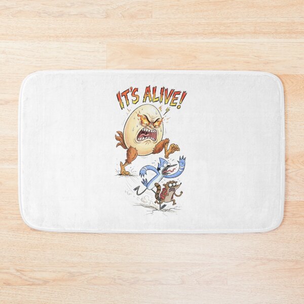Item preview, Giant Angry Egg Chasing Mordecai And Rigby Its Alive Regular Show Fan Art designed and sold by FreakToons.