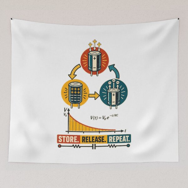 Item preview, Retro Capacitor Electronics Engineering Design | Circuit Diagram Art designed and sold by AMICO77.