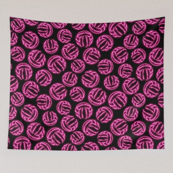 Item preview, Pink neon glow line art sketch volleyballs designed and sold by katzdzynes.