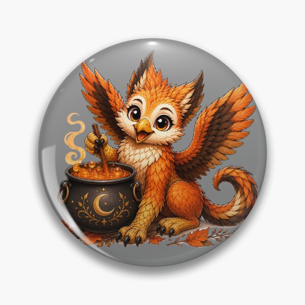 Item preview, Cute Halloween Griffin with Magic Cauldron designed and sold by Hatchling Hollow.