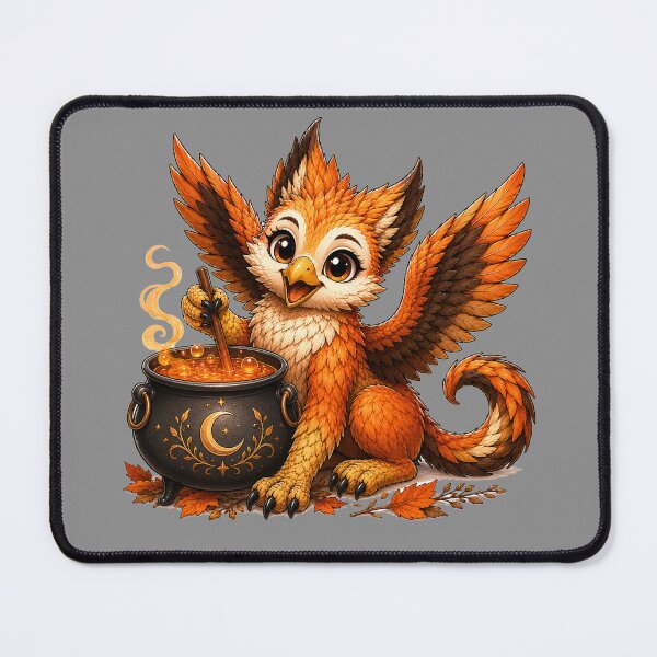 Item preview, Cute Halloween Griffin with Magic Cauldron designed and sold by Hatchling Hollow.