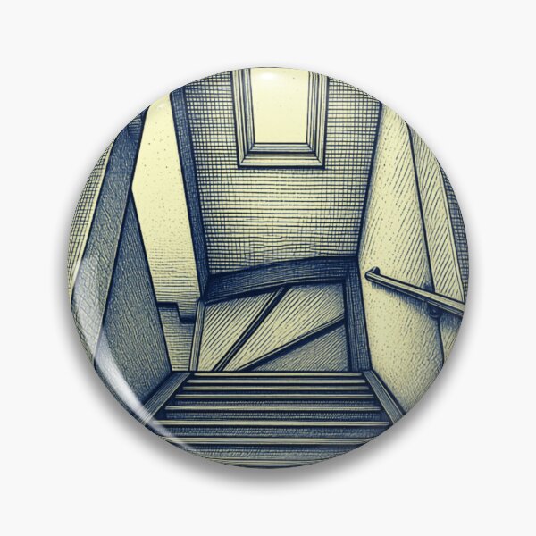 Item preview, Ascending Stairwell Architectural Perspective Line Art Pen and Ink Drawing designed and sold by HistoryDesigns.