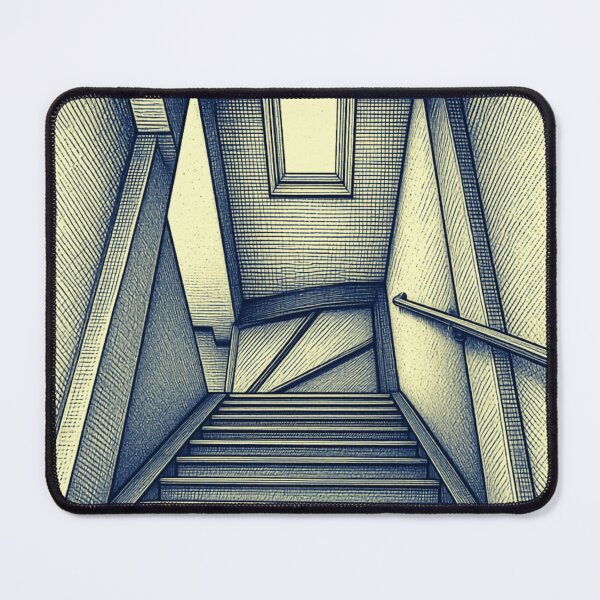 Item preview, Ascending Stairwell Architectural Perspective Line Art Pen and Ink Drawing designed and sold by HistoryDesigns.