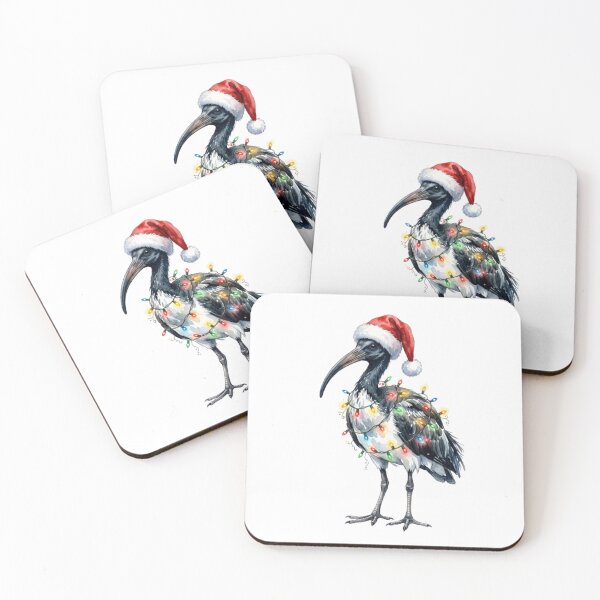 Item preview, Festive Bin Chicken wearing Santa Hat | Australian Ibis Watercolor designed and sold by SOUFIANE1991.