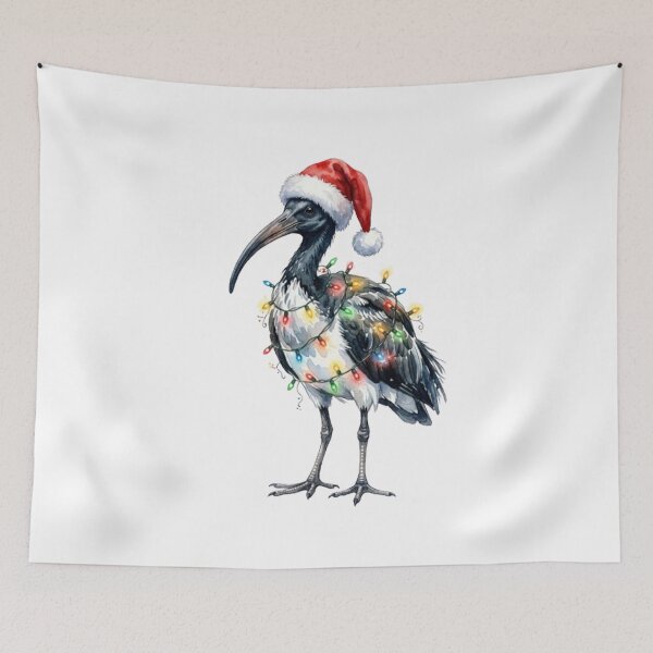 Item preview, Festive Bin Chicken wearing Santa Hat | Australian Ibis Watercolor designed and sold by SOUFIANE1991.