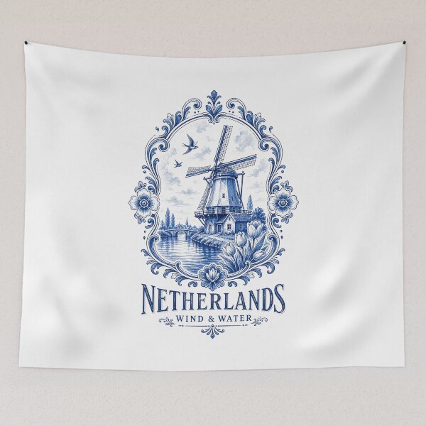 Item preview, Dutch Windmill Netherlands Landscape | Holland Travel Art designed and sold by AMICO77.
