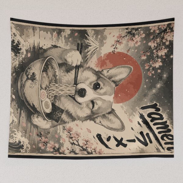 Item preview, Corgi Ramen Sumie Japanese Vintage designed and sold by TomFrontierArt.