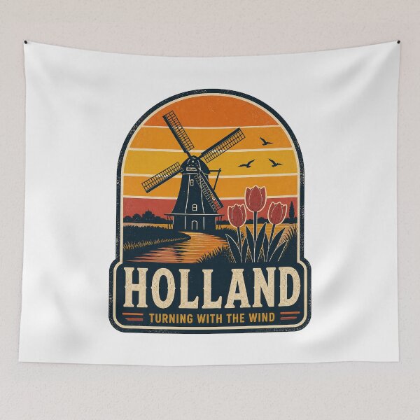 Item preview, Dutch Windmill Netherlands Landscape | Holland Travel Art designed and sold by AMICO77.