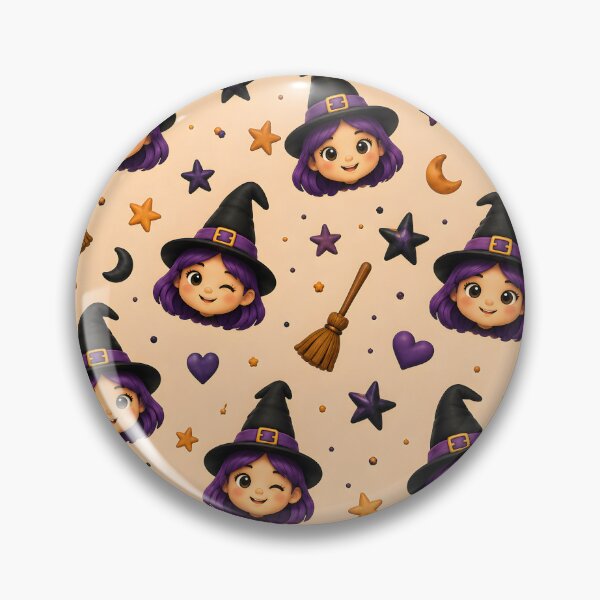 Item preview, Cute Purple Hair Witch Halloween Pattern designed and sold by TinyWeird.