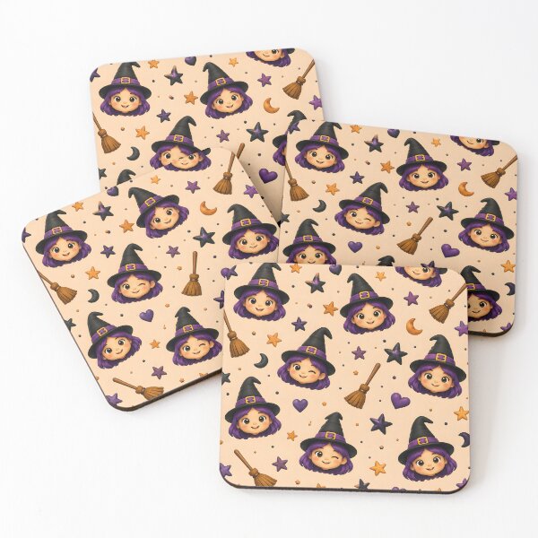 Item preview, Cute Purple Hair Witch Halloween Pattern designed and sold by TinyWeird.