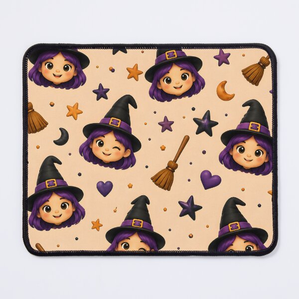 Item preview, Cute Purple Hair Witch Halloween Pattern designed and sold by TinyWeird.