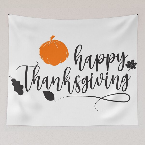 Item preview, Happy Thanksgiving Pumpkin Fall Leaves Calligraphy designed and sold by ARACREATIVECO.