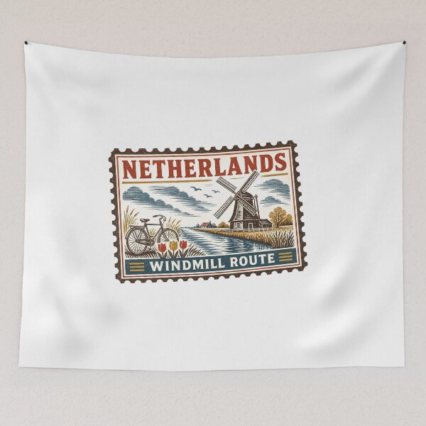 Item preview, Dutch Windmill Netherlands Landscape | Holland Travel Art designed and sold by AMICO77.
