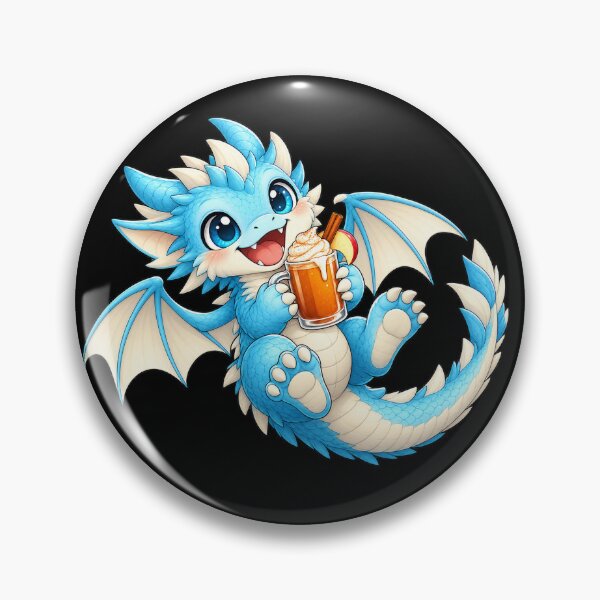 Item preview, Cute Blue Baby Dragon with Cozy Autumn Cider designed and sold by Hatchling Hollow.