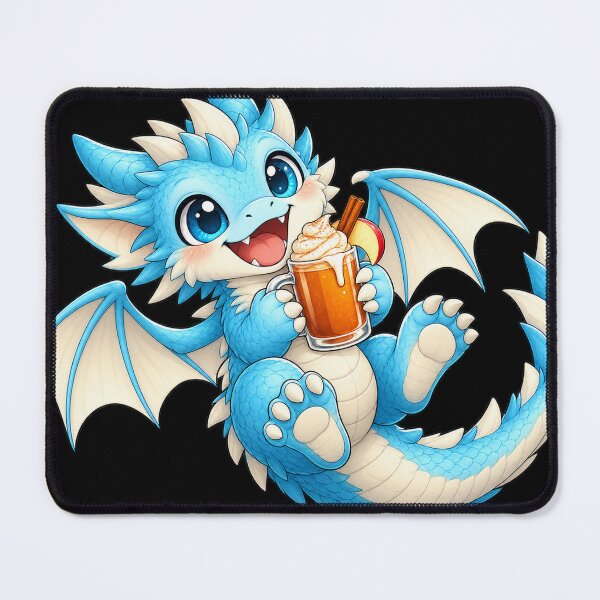 Item preview, Cute Blue Baby Dragon with Cozy Autumn Cider designed and sold by Hatchling Hollow.