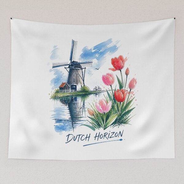 Item preview, Dutch Windmill Netherlands Landscape | Holland Travel Art designed and sold by AMICO77.