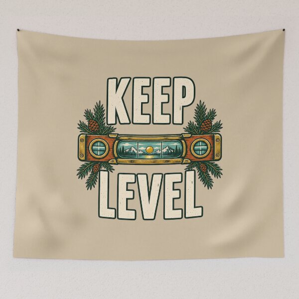 Item preview, Keep Level – Vintage Spirit Level and Mountain Landscape designed and sold by VioVibe.