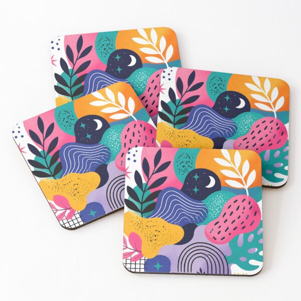 Item preview, Colourful Abstract Botanical Shapes | Modern Retro Pattern designed and sold by My Gluten Free Life UK.