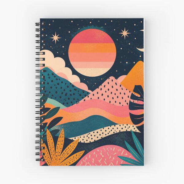 Item preview, Retro Celestial Landscape | Colourful Mountains Moon & Stars Art designed and sold by My Gluten Free Life UK.