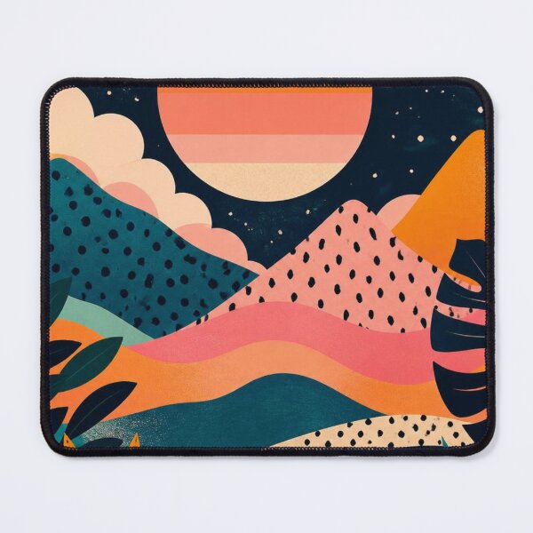 Item preview, Retro Celestial Landscape | Colourful Mountains Moon & Stars Art designed and sold by My Gluten Free Life UK.