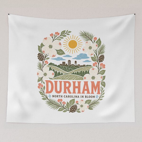 Item preview, Durham North Carolina Retro City Landscape | Local Travel Art designed and sold by AMICO77.