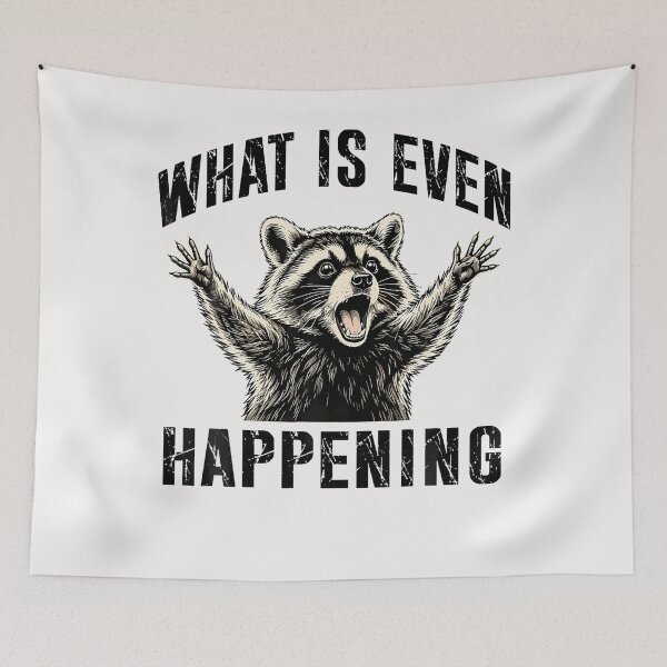 Item preview, What Is Even Happening Funny Raccoon Meme Vintage designed and sold by JamesCrArt.