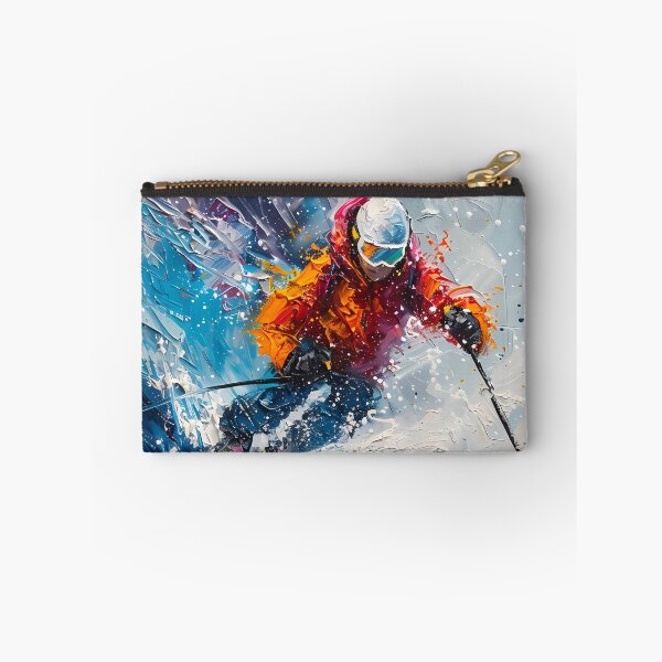 Item preview, Abstract Skier Impasto Painting – Dynamic Winter Sports Art designed and sold by Artdavesalzburg.