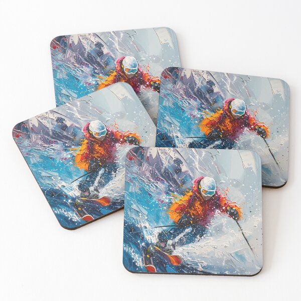 Item preview, Abstract Skier Impasto Painting – Dynamic Winter Sports Art designed and sold by Artdavesalzburg.