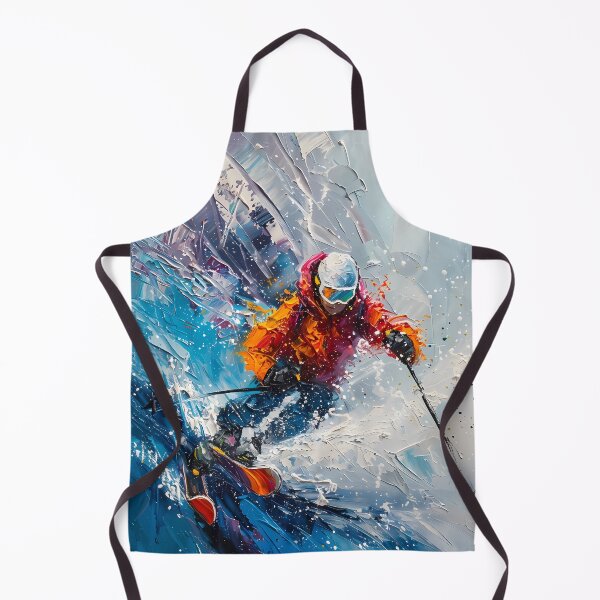 Item preview, Abstract Skier Impasto Painting – Dynamic Winter Sports Art designed and sold by Artdavesalzburg.