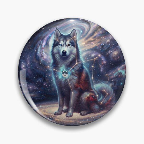 Item preview, Cosmic Wolf Husky: Ice Blue Nebula & Northern Star Guardian designed and sold by SOOstudio73.