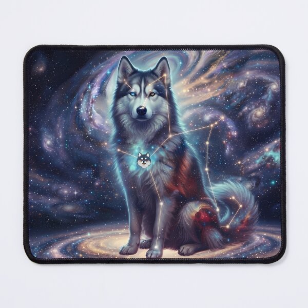 Item preview, Cosmic Wolf Husky: Ice Blue Nebula & Northern Star Guardian designed and sold by SOOstudio73.