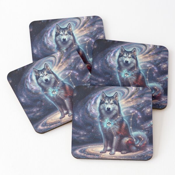 Item preview, Cosmic Wolf Husky: Ice Blue Nebula & Northern Star Guardian designed and sold by SOOstudio73.