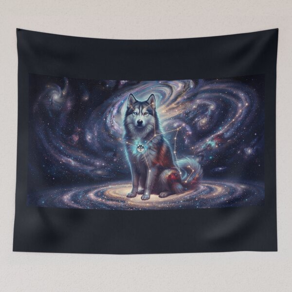 Item preview, Cosmic Wolf Husky: Ice Blue Nebula & Northern Star Guardian designed and sold by SOOstudio73.