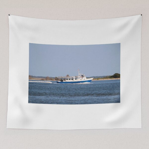 Item preview, White and Blue Boat on Open Water designed and sold by Cynthia48.