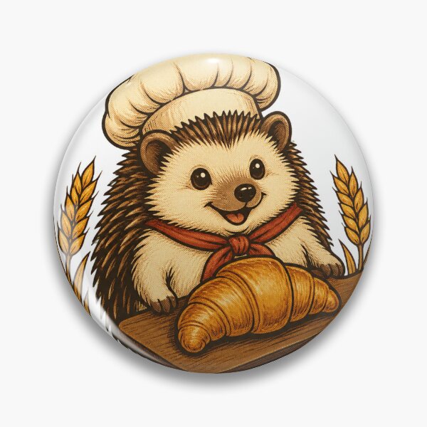 Item preview, Hedgehog baker with golden croissant designed and sold by CalipZO.