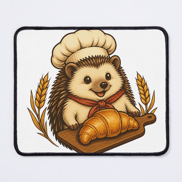 Item preview, Hedgehog baker with golden croissant designed and sold by CalipZO.