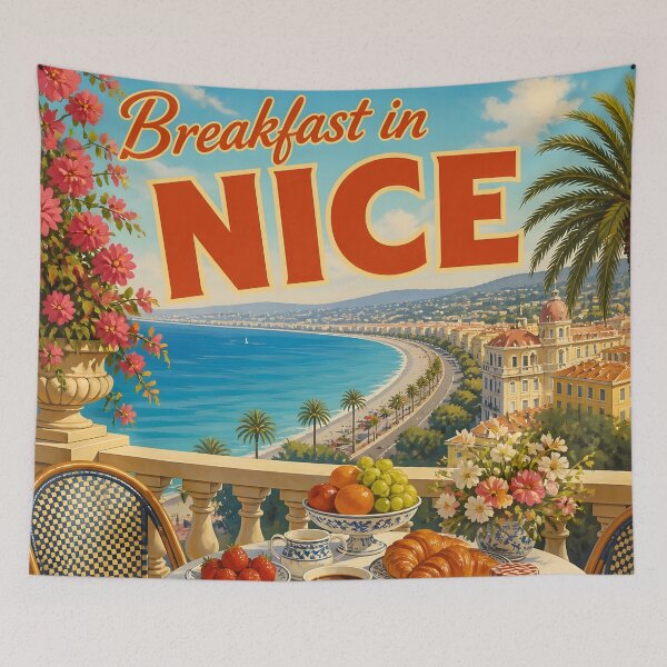 Item preview, Nice France - Vintage Travel Poster designed and sold by LSVart.