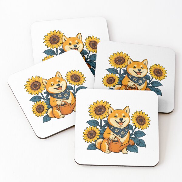 Item preview, Shiba Inu gardener with sunflowers designed and sold by CalipZO.