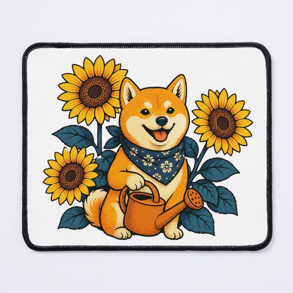 Item preview, Shiba Inu gardener with sunflowers designed and sold by CalipZO.