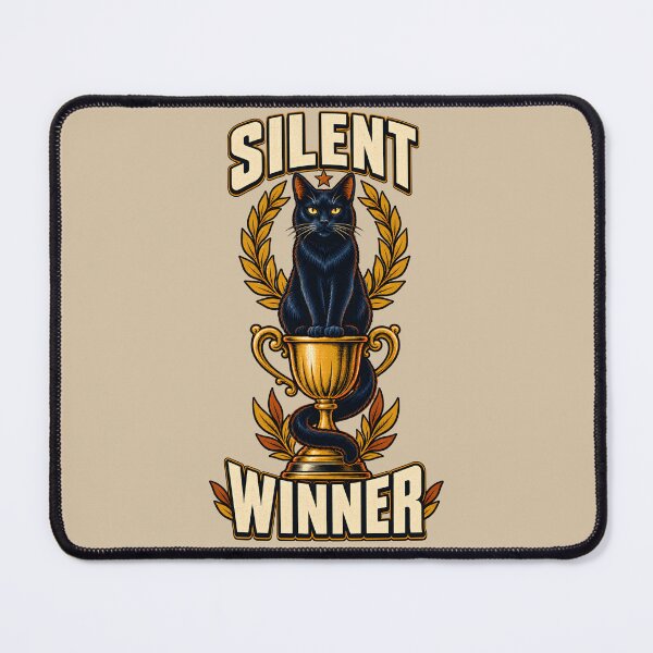 Item preview, Silent Winner – Black Cat on a Golden Trophy designed and sold by VioVibe.