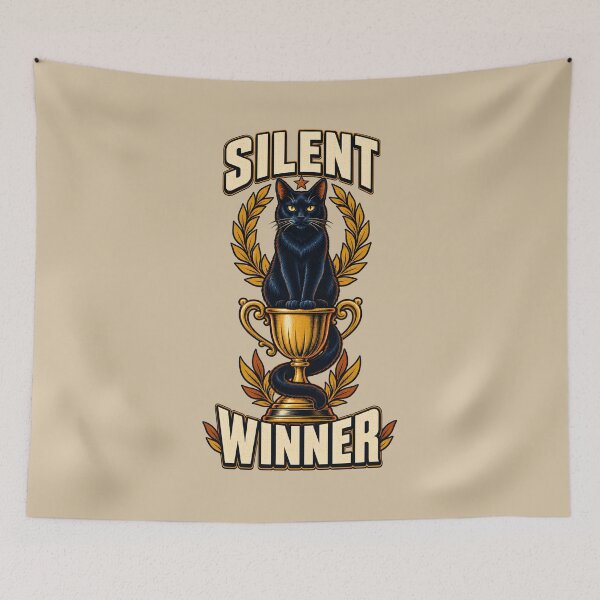 Item preview, Silent Winner – Black Cat on a Golden Trophy designed and sold by VioVibe.