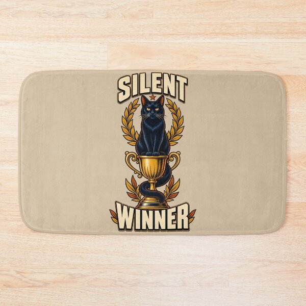 Item preview, Silent Winner – Black Cat on a Golden Trophy designed and sold by VioVibe.