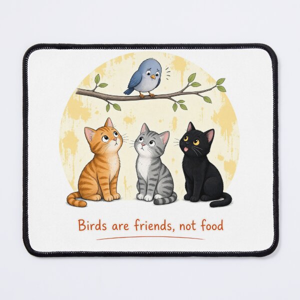 Item preview, Birds Are Friends, Not Food – Funny Cat & Bird Design designed and sold by tomperys.